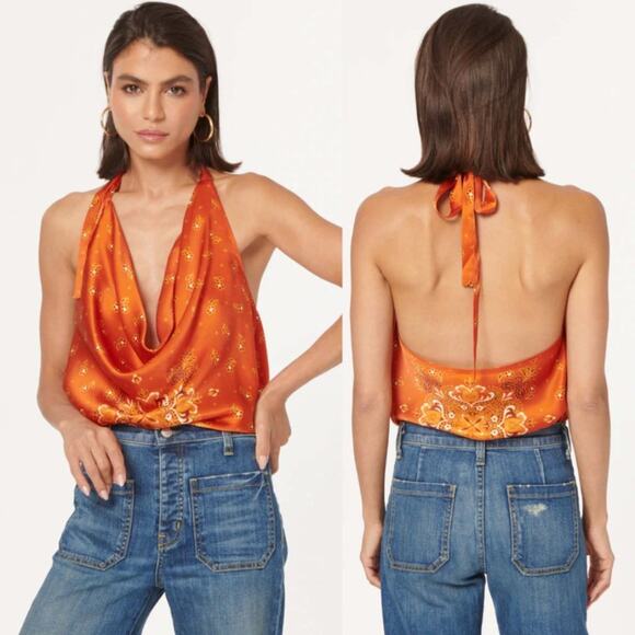 Cami NYC Tops - Cami NYC Orange Silk Tank Top